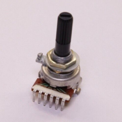 Rotary Potentiometer 100KBX2 without detend 6-pin Vertical 16mm 25mm shaft