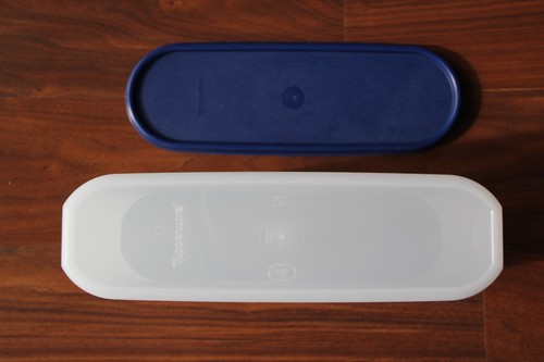 Tupperware Modular Mates Oval Container #4 2351C-2 with Navy Lid 2402A-2 - Picture 4 of 6