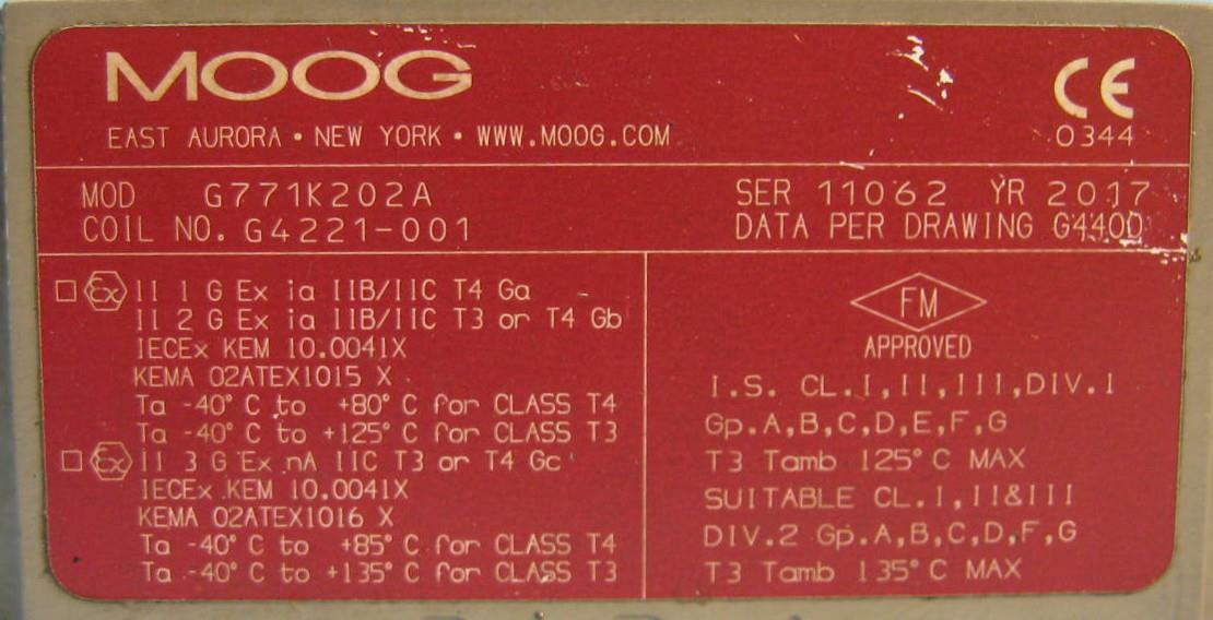Moog G771K202A Servo Valve Rebuilt w/Warranty 312A6077P004 Moog G771K202A Servo Valve Rebuilt w/Warranty 312A6077P004