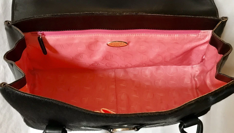 Elegante CARTERA/BOLSO DE MANO/CARTERA JUDITH LEIBER CUERO DE BECERRO NEGRO Foto 4 de 4