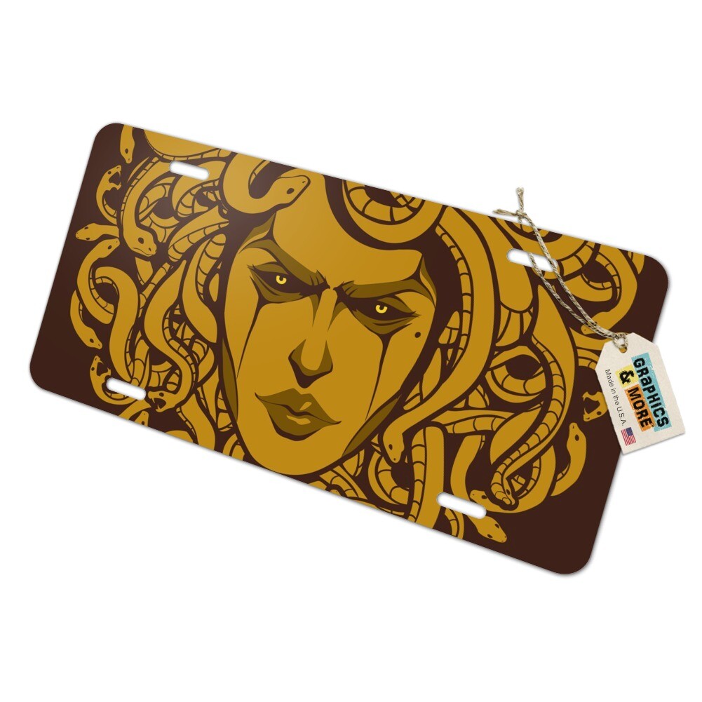 Medusa Gorgon Head Covered in Snakes Novelty Metal Vanity Tag