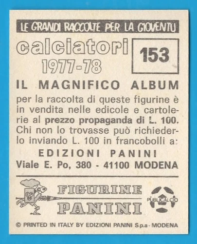 Figurina Calciatori Panini 1977 78 Paolo Rossi N.153 Nuova New MA2378 - Foto 2 di 2