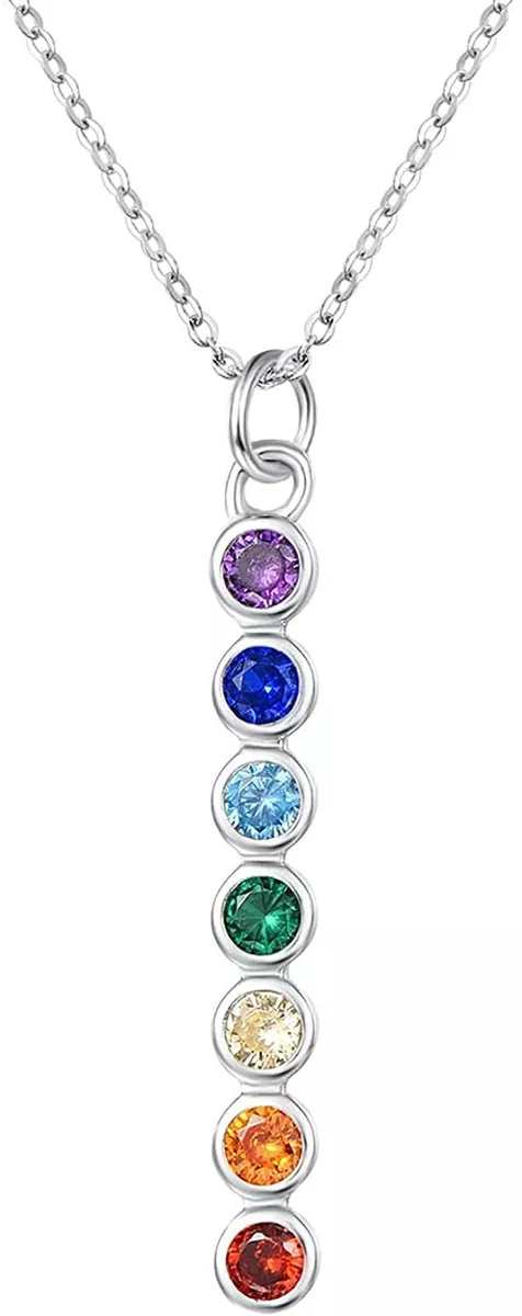 7 Chakra Necklace Sterling Silver Chakra Crystal Healing Stone