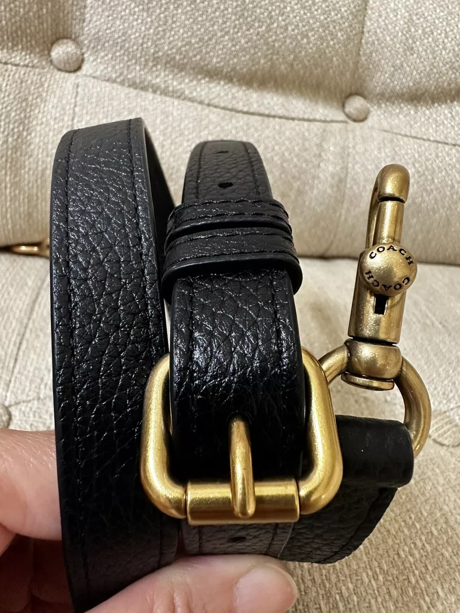 Authentic Coach Black Pebbled Leather Crossbody Replacement Strap Brass  Hardware