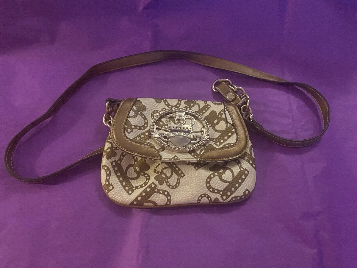 Kathy Van Zeeland handbag Brown Crown design Leather Style rhinestones
