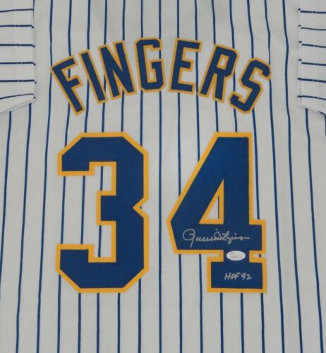 Brewers ROLLIE FINGERS Signed Custom Replica Retro Jersey AUTO w/ HOF '92 - JSA - Picture 2 of 3