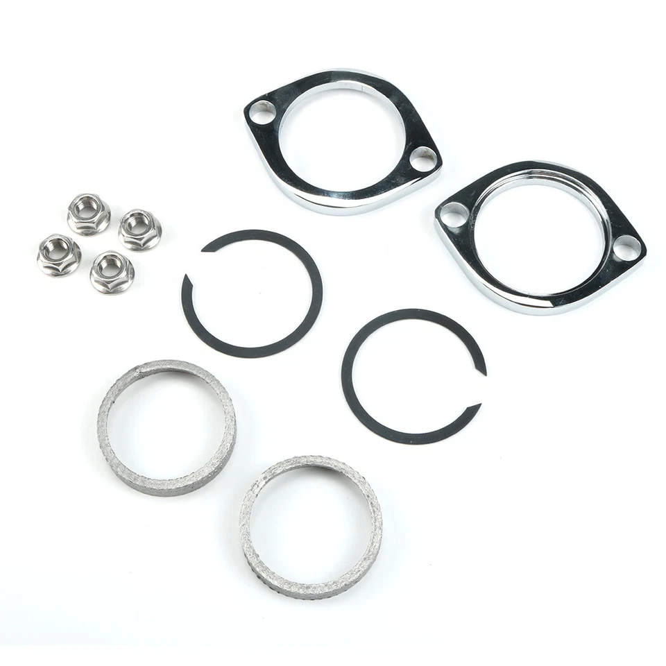 Kit de instalación de brida de escape par bridas juntas tuercas arandelas para Harley Big Twin Foto 2 de 4
