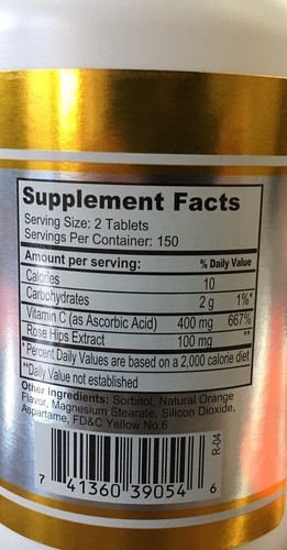 Nu Health Vitamin C Chewable 500mg 300 Tablets - Picture 3 of 3