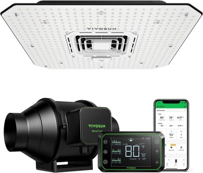 VIVOSUN Smart Grow System A100SE LED Grow Light + 4'' inline Fan + E42A Growhub