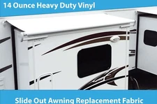 RV Slide Out Awning Replacement Fabric "White" 3 Year Warranty- Choose Size