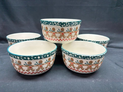 Tienshan Folkcraft "GINGERBREAD" ~ Set of 6 ~ Soup / Cereal Bowls ~ 5 3/4"