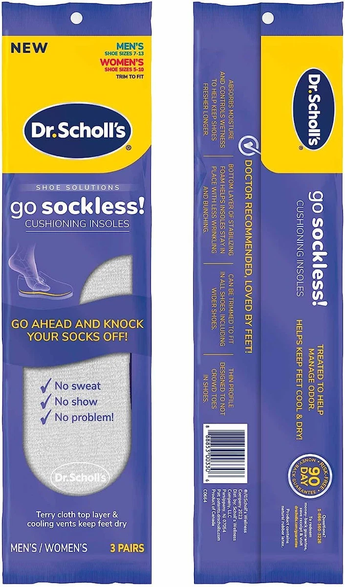Dr. Scholl s Go Sockless Cushioning Insoles 3 Pairs Trim to Fit