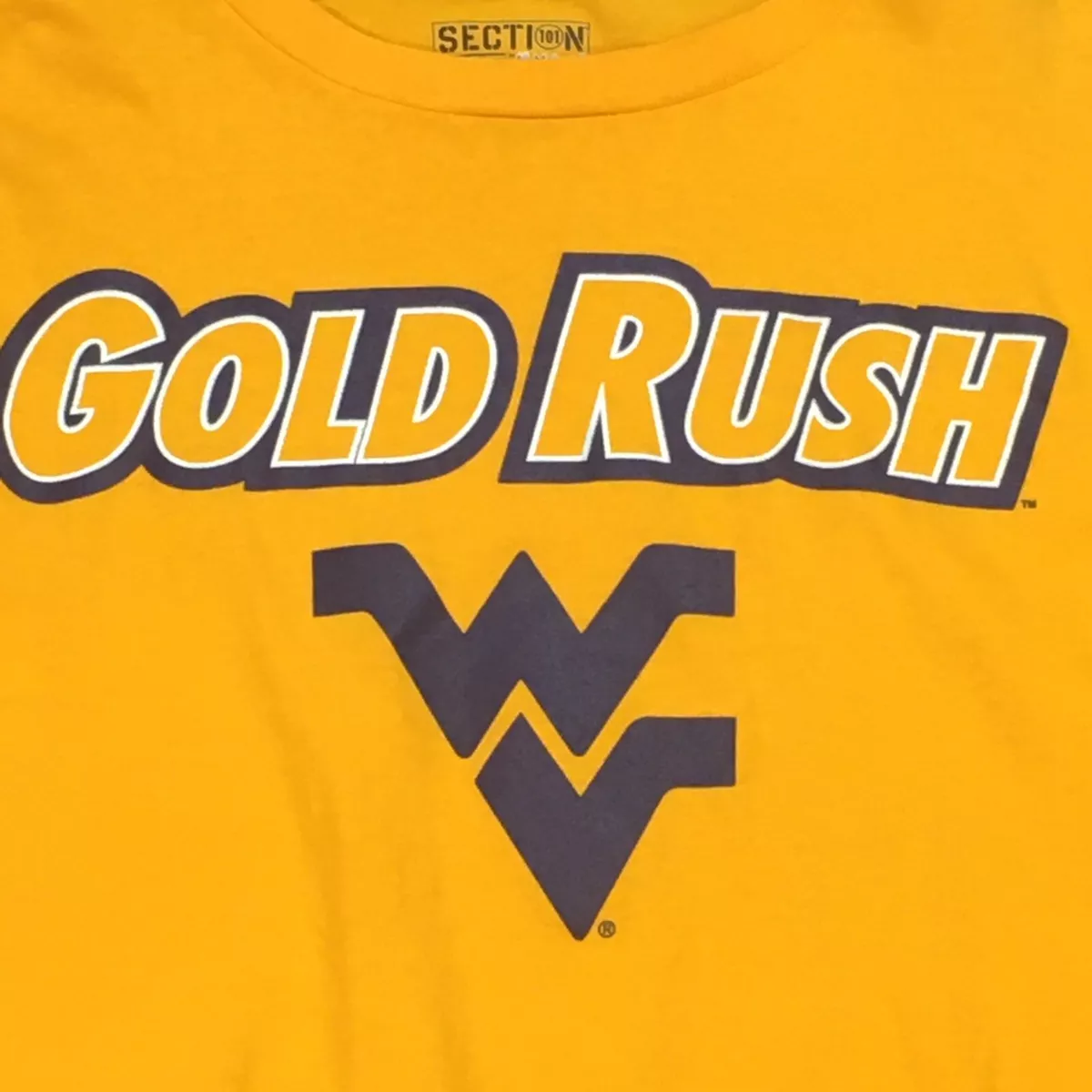 WEST VIRGINIA Gold Rush Long Sleeve Shirt Yellow Majestic Men s Medium