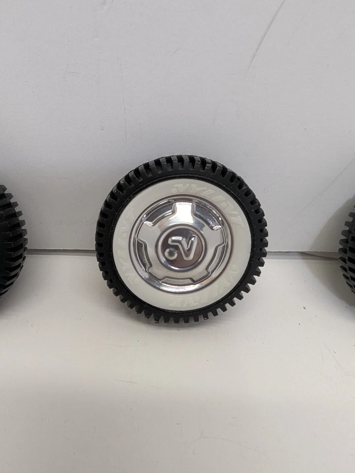 Vintage Nylint Wheels, Whitewalls and Hubcaps.  2" fine tread tires.  Set of 4 - Image 4 of 4