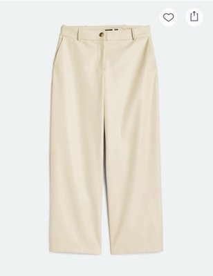 Vero Moda Olivia MR Wide Leg Pant Faux Leather Beige Women s Size 16W