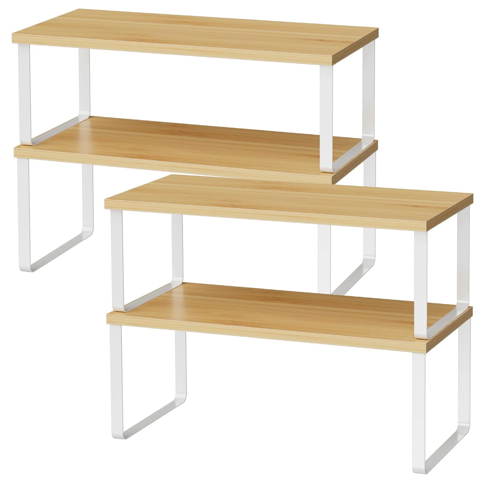 Cabinet Shelf Organizers, 15.7 inches Large Kitchen Counter Shelf, Set of 4 W...