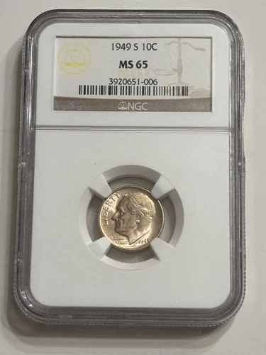 1949-S 10C MS65 NGC ROOSEVELT DIME #3920651-006