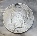 1935-S Peace Silver Dollar Hole For Necklace Great Shape