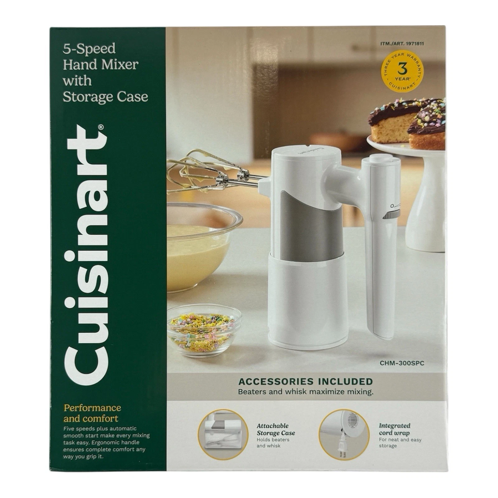 Cuisinart 5 Speed Hand Mixer with Whisk and Storage Case, CHM-300SPC, New OEM
Opens in a new window