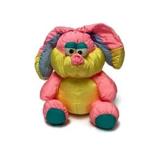 Vintage 1991 Soft Dreams Bunny Nylon Stuffed Plush Pink Yellow
