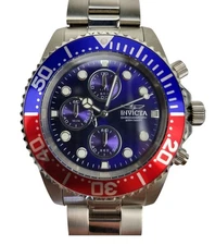 Invicta Pro Diver 43mm Blue Dial Pepsi Bezel Chronograph Watch 1771 NO XTRA LNKS
