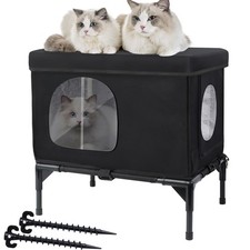 Outdoor Cat House Weatherproof, Insulated Feral Cat Houses for Cats with Cozy Cu