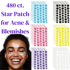 Pimple Stars Patches for Face, 6 Color 480 Count Acne Patches Hydro-Gel Patch