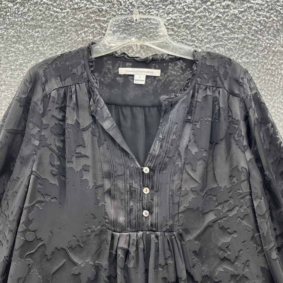 Blusa Diane Von Furstenberg para mujer 8 negra Annalise Top pura seda agotada gótica Foto 4 de 4
