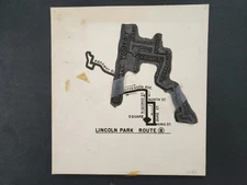 antique TROLLEY PRINTERS metal BLOCK york pa LINCOLN PARK ROUTE 8 w map