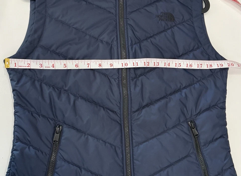 Chaleco acolchado acolchado acolchado The North Face azul marino cremallera completa para mujer talla M Foto 4 de 4