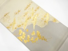 7504212: JAPANESE KIMONO / ANTIQUE FUKURO OBI / SILK / TSUZURE / WOVEN CRANE