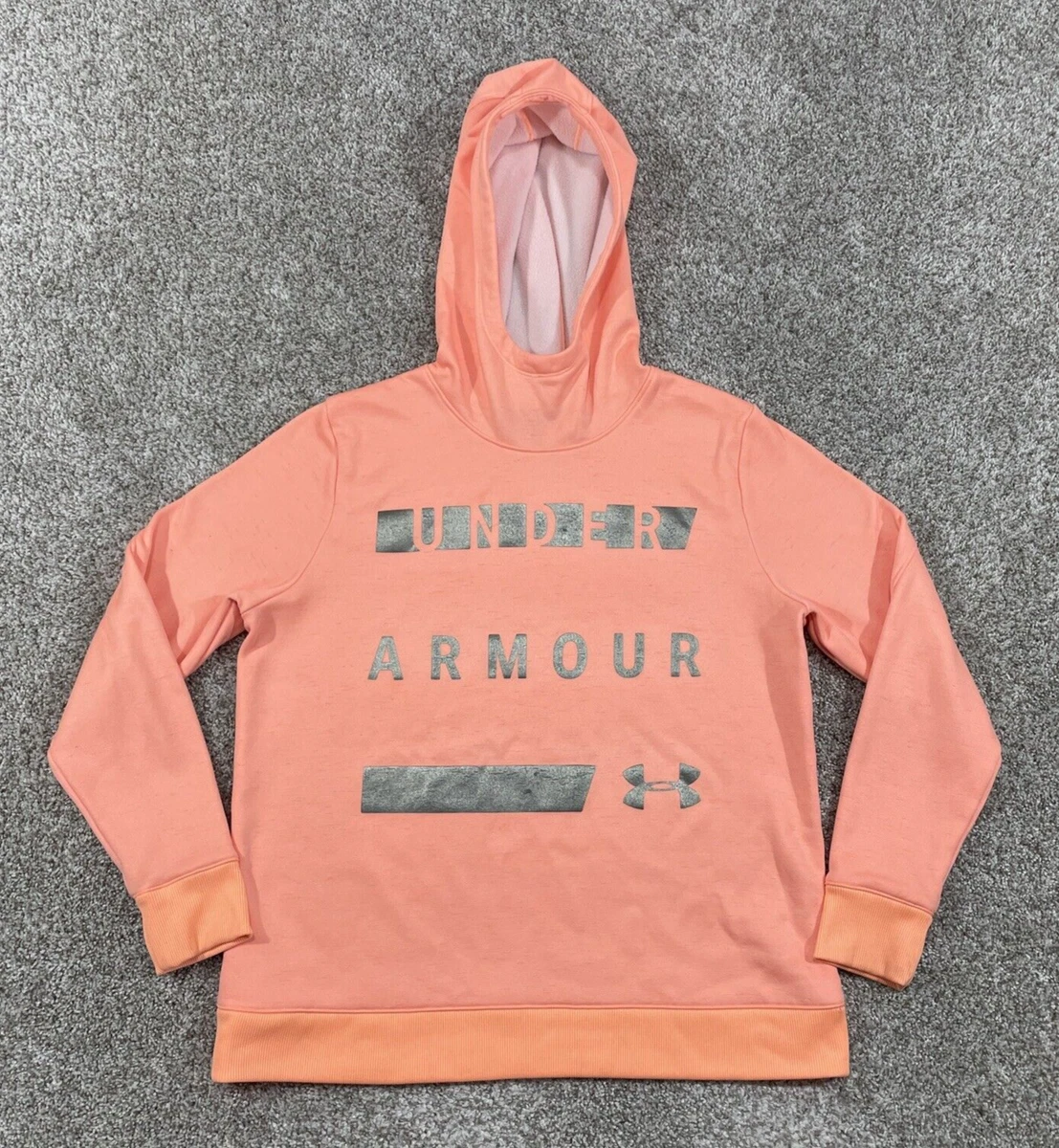 Under Armour Hoodie Womens Large Salmon Peach Sweater Sweatshirt Cold Gear  Loose