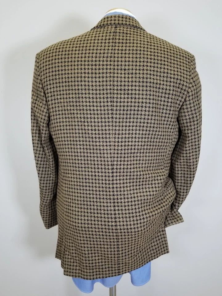 Iconic Versace V2 Jumbo Tooth Check Brown wool Tweed Blazer Sport Coat 50 40L - Image 3 of 4