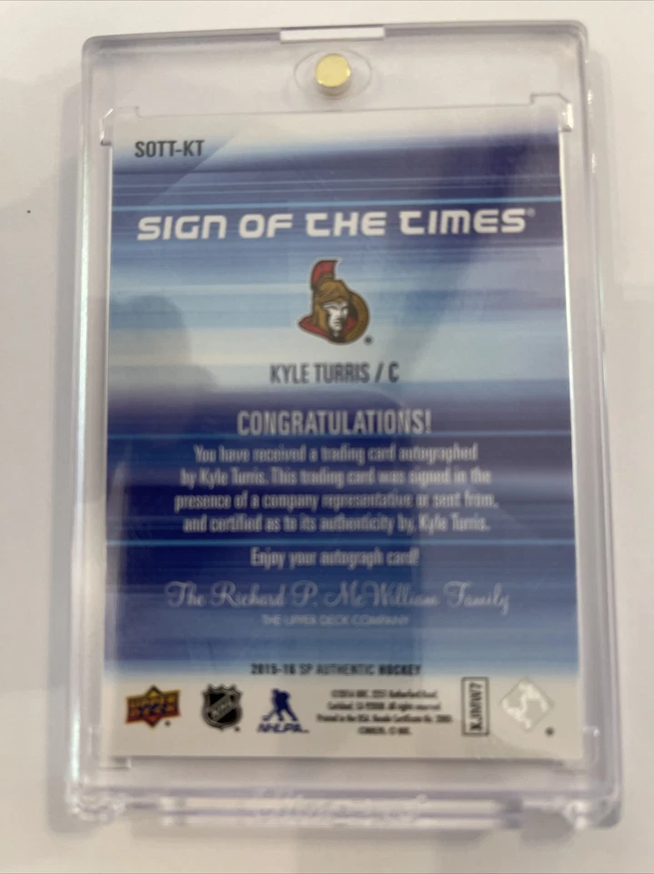 2015-16 SP Authentic Sign of the Times Kyle Turris #SOTT-KT Senators Auto - Image 2 of 2