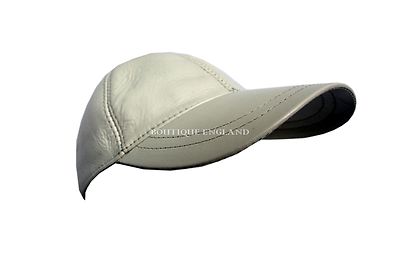BASEBALL Cap off white uni Damen echt weiches Nappaleder Hip-Hop Mütze 