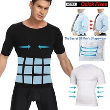 Men's Unseamed Slimming Body Shaper Vest Abdomen T-Shirt Compression Sport Top