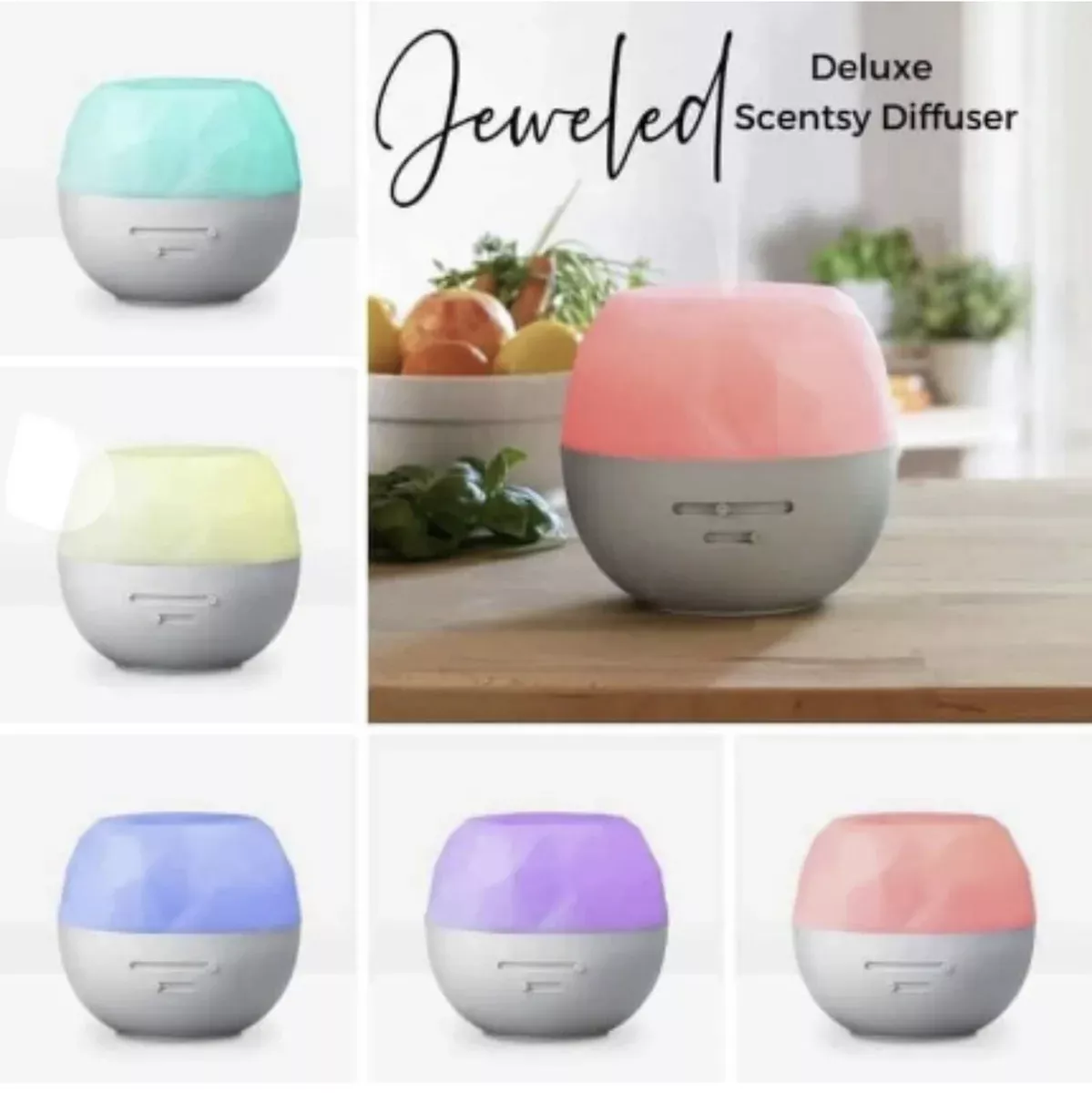 Scentsy Jeweled Deluxe Oil diffuser NEW 450 mL reservoir 8 LED