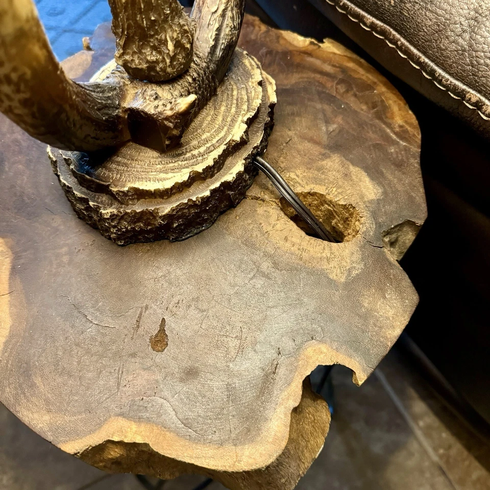 Wood Slice Live Edge Side Accent Table 3 Hairpin Legs Mid Century MCM - Image 3 of 3