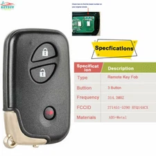 for Lexus CT200h 2011-2017 Smart Key Keyless Remote Fob 89904-48481 HYQ14ACX