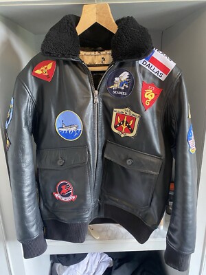 Men's Air Force A2 Flight Leather Bomber Jacket with Sheepskin