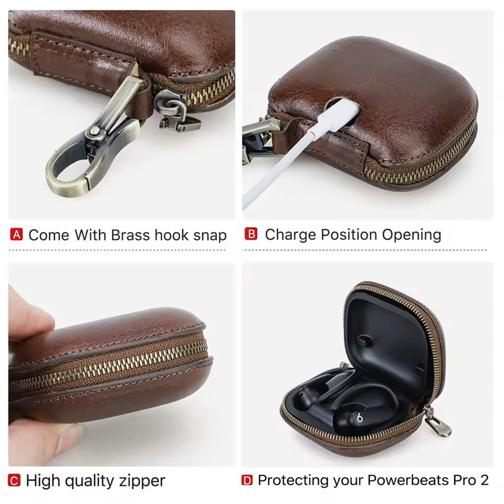 For Beats Powerbeats Pro 2 Case Genuine Leather Earphones Cover