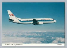 Aviation Airplane Postcard Air UK Leisure Airlines Boeing 737-400 Midair AE3
