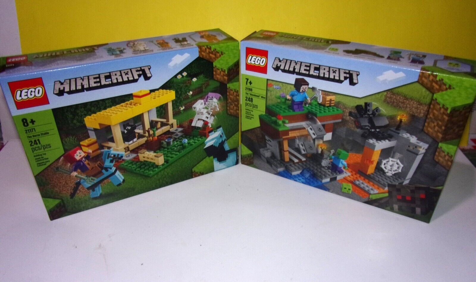 New Sealed Minecraft Lego sets 21166 Abandoned Mine - 21171 Horse Stable