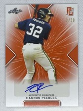 2021 LEAF PERFECT GAME ORANGE CANNON PEEBLES PAPER RC AUTO # 2/30