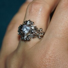 zirconia ring gemstone silver jewelry elegant Engagement Evening 6.75 7.5 8.5