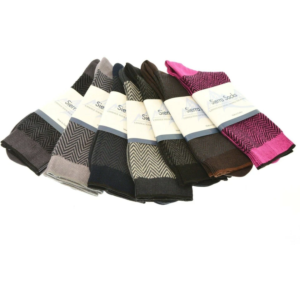 Vestido informal de espiga de algodón mercerizado para mujer, calcetines de punto de calibre fino Foto 2 de 4