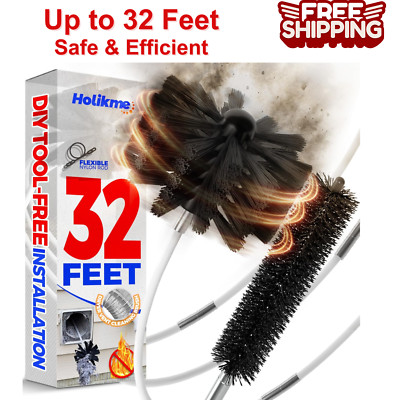 Holikme 32 Feet Dryer Vent Cleaning Brush Kit, Lint Remover Fireplace Chimney