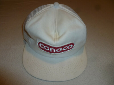 VINTAGE CONOCO GAS STATION OIL PATCH HAT CAP SNAPBACK TRUCKER MENS FARMER MESH >
