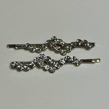 Silver Rhinestone Bridal Bride Wedding Day Hair Bobby Pins 2.25  
