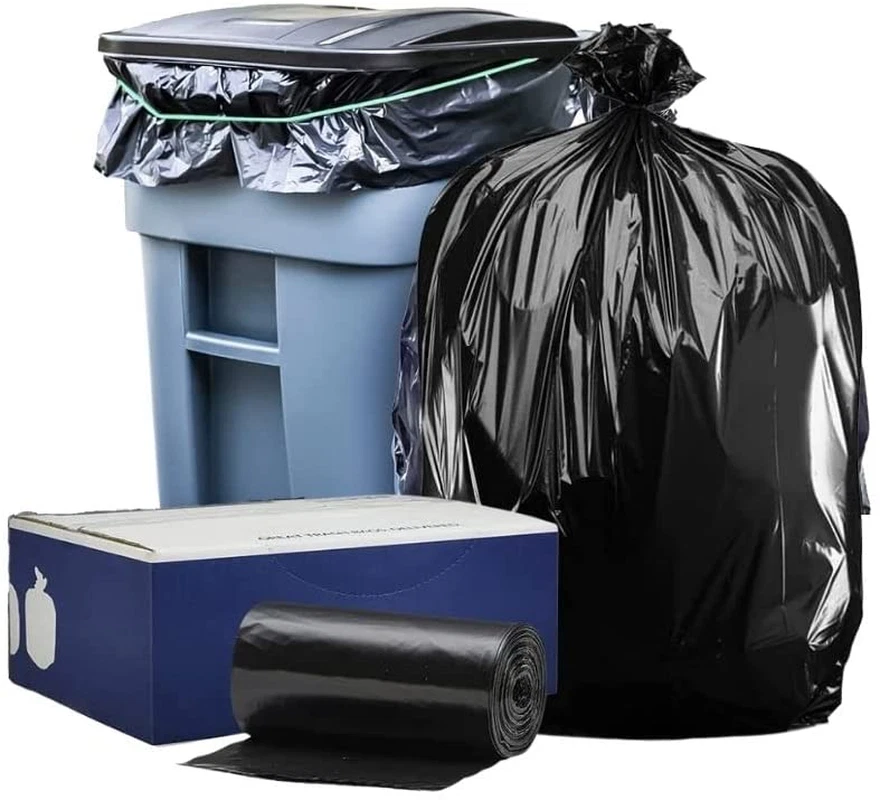 W65LDBTL2RL 64 65 Gallon Trash Can Liners for Toter 2.0 Mil Black Heavy Du